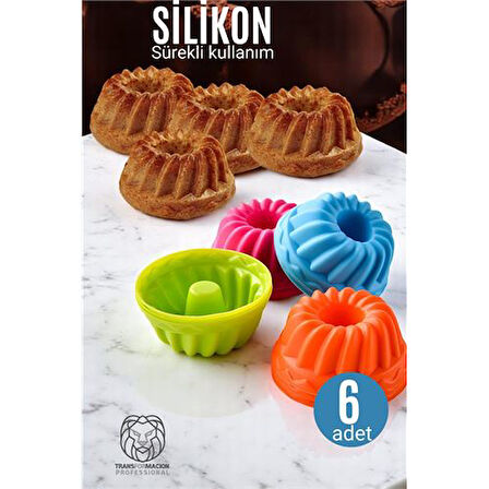 Modacar Silikon Göbekli Muffin CupCake Kalıbı - Sürekli Kullanım Muffin Kek Kalıbı 6 ADET