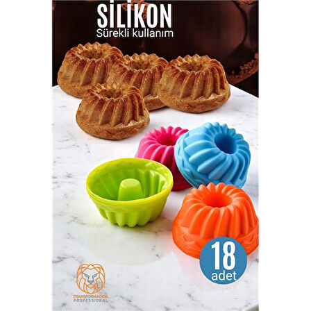 Modacar Silikon Göbekli Muffin CupCake Kalıbı - Sürekli Kullanım Muffin Kek Kalıbı 18 ADET