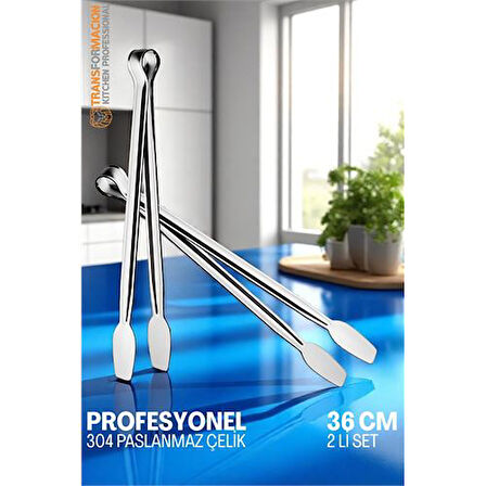 Modacar Mutfak Maşası - Mangal Barbekü Maşası - Izgara Maşası Tava Maşası Çelik 36 Cm