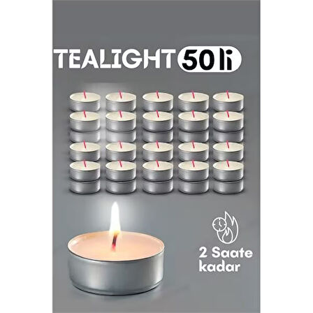 Modacar Tealight Mum 50 Adet - Kokusuz Dekoratif Mum
