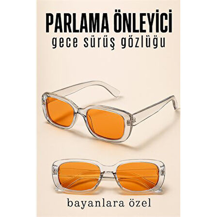 Modacar Parlama Önleyici Bayan Gece Sürüş Görüş Gözlüğü Sis Far Işık Önleyici Anti-Fog Gözlük