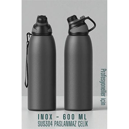 Modacar Inox Çelik Termos - 600 ml  SUS304 Çelik Termos Profesyonel GRİ