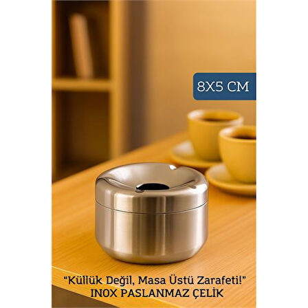 Modacar Inox Paslanmaz Çelik Küllük – 8 x 5 cm | Modern, Hijyenik ve Dayanıklı Tasarım