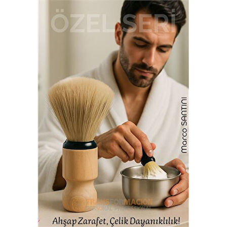 Klasik Tıraş Seti – Ahşap Saplı Fırça & 304 Paslanmaz Çelik Tıraş Tası