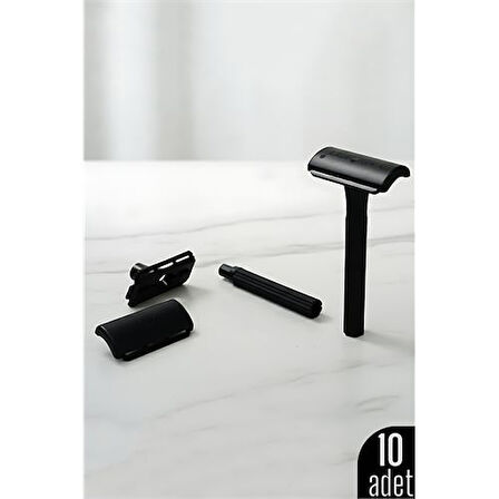 10'lu Şık Siyah Plastik Tıraş Aleti – Manuel Tıraş Bıçağı  , Ergonomik Saplı