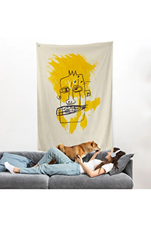 Jean-Michel Basquiat - Sarı Saçlı İsimsiz Duvar Örtüsü-7440