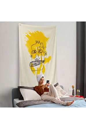 Jean-Michel Basquiat - Sarı Saçlı İsimsiz Duvar Örtüsü-7440