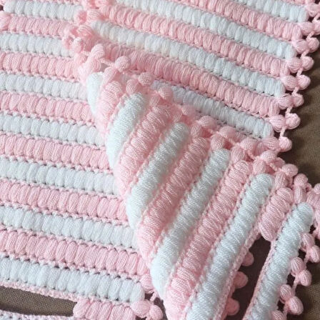 Uretti - Emine 9106 - 6378 El Örgüsü Çift Renkli 2’li Banyo Lifleri - Pembe