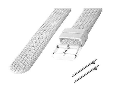 Fado 24  mm Akıllı Pimli  silikon  Baskılı Desenli Beyaz Saat Kordonu Kayışı(77)