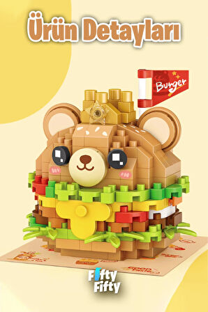 LOZ Micro Block Serisi Sevimli Burger 260 Parça Oyuncak Yapım Seti FFLZ-8812