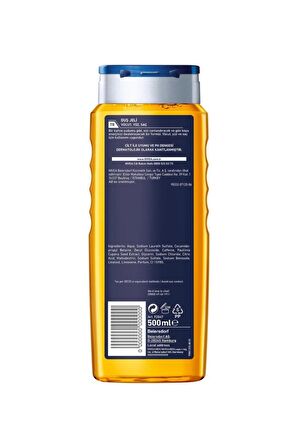 Nivea MEN Erkek Duş Jeli Boost 500ml, Vücut Yüz Saç, Nane Özleri, Kafein ile Canlandırıcı, Erkeksi Koku