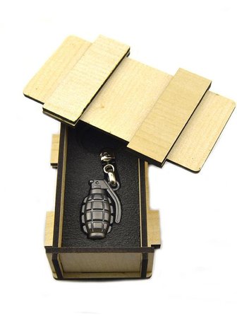 El Bombası - Grenade - Anahtarlık - Mat Siyah Ahşap Kutulu