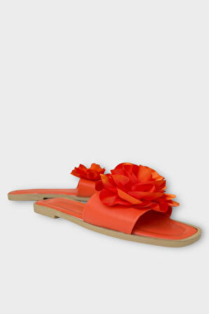 Kadın Gül Çicekli Hediyelik Bohçalık Çeyizlik Terlik TURUNCU