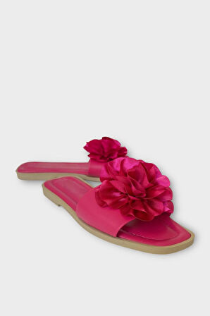 Kadın Gül Çicekli Hediyelik Bohçalık Çeyizlik Terlik FUŞYA