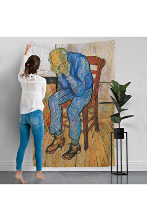 Acı Çeken Yaşlı Adam Sonsuzluğun Eşiğinde Duvar Örtüsü - Vincent van Gogh-7442