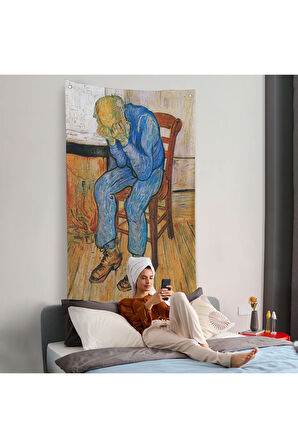 Acı Çeken Yaşlı Adam Sonsuzluğun Eşiğinde Duvar Örtüsü - Vincent van Gogh-7442