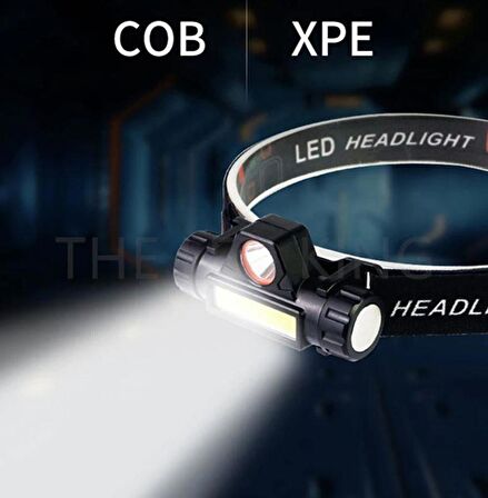 Kafa Lambası Cob + XPE Led Şarjlı Dahili Pil Mıknatıslı 2 Modlu