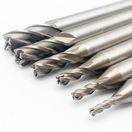 CNC Karbür End Mill HSS Karbür 2mm-6mm Çap Freze Kesici 6 Adet