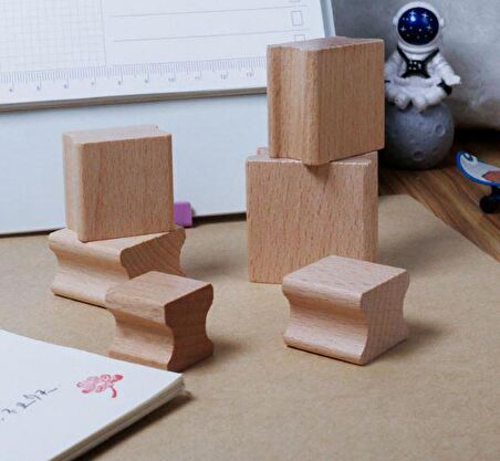 Ahşap Küp Mühür 30x30 Oluklu Blok Kayın Ağacı