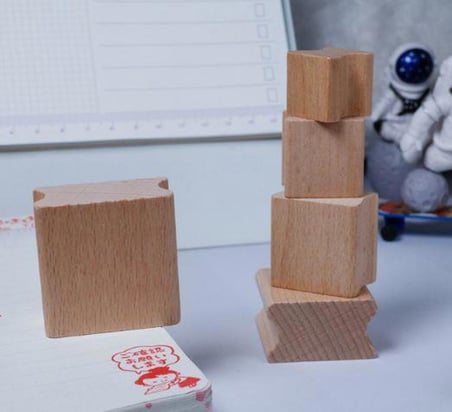 Ahşap Küp Mühür 35x35 Oluklu Blok Kayın Ağacı