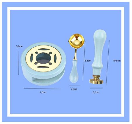 Davetiye Mum Mühürü Uygulama Seti Mavi Renk 811 Gül Desen