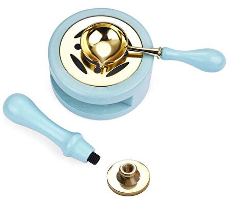 Davetiye Mum Mühürü Uygulama Seti Mavi Renk 811 Gül Desen