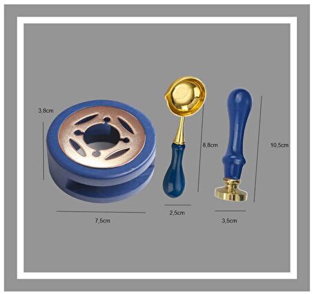 Davetiye Mum Mühürü Uygulama Seti Lacivert Renk 960 Kalp