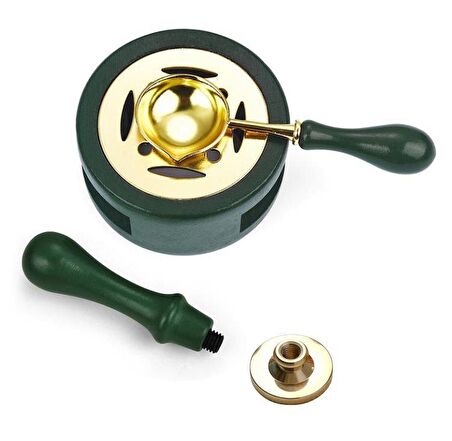 Davetiye Mum Mühürü Uygulama Seti Çim Yeşili Renk 455 Çelenk