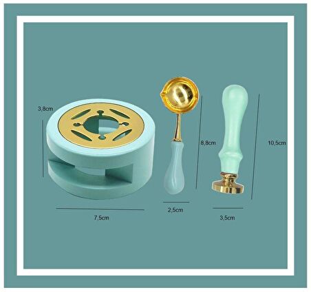 Davetiye Mum Mühürü Uygulama Seti Su Yeşili Renk 943 Çifte Kalp