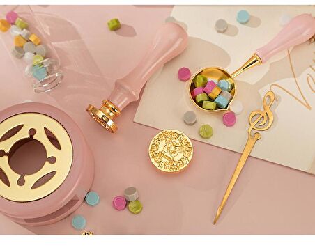 Davetiye Mum Mühürü Uygulama Seti Yavruağzı Renk 811 Gül Desen