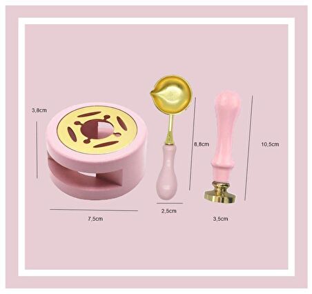 Davetiye Mum Mühürü Uygulama Seti Pembe Renk 337 Zeytin Dalı