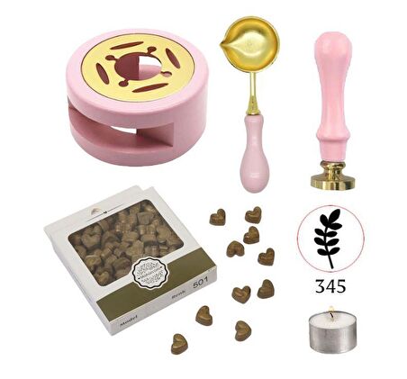 Davetiye Mum Mühürü Uygulama Seti Pembe Renk 337 Bahar Dalı