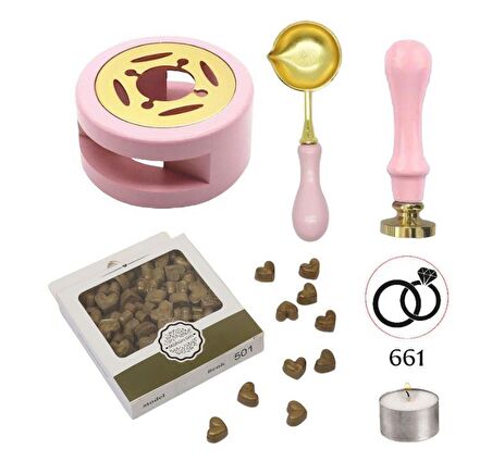 Davetiye Mum Mühürü Uygulama Seti Pembe Renk 661 Yüzükler
