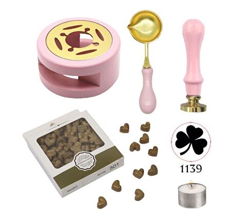 Davetiye Mum Mühürü Uygulama Seti Pembe Renk 1139 Yonca