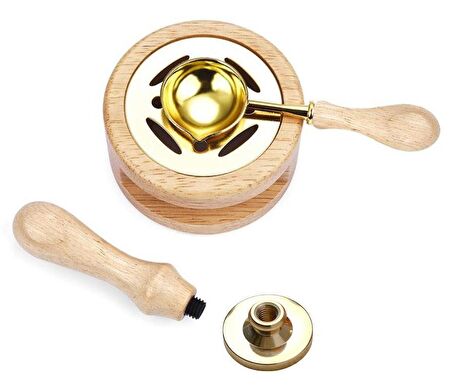 Davetiye Mum Mühürü Uygulama Seti Ahşap Rengi 355 Dal Yaprak