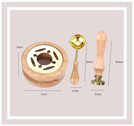 Davetiye Mum Mühürü Uygulama Seti Ahşap Rengi 811 Gül Desen