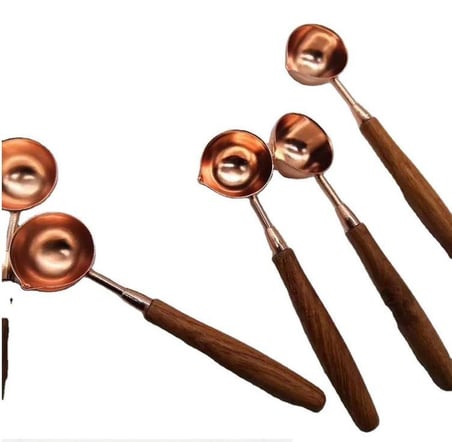 Gül Ağacı Ahşap Saplı Mum Mühürü Eritme Kaşığı Rose Gold