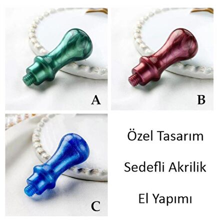 Mum Mühürü Sapı ABS Reçine El Yapımı Sedefli Bordo M8 Dişli