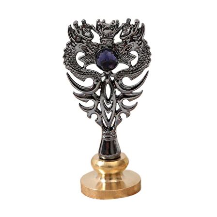 Kraliyet Mavi Taşlı Döküm Metal Mum Mühürü Sapı Gümüş Oksit 