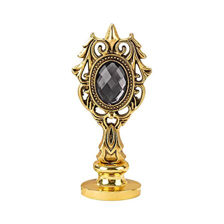 Kraliyet Füme Taşlı Döküm Metal Mum Mühürü Sapı Antik Gold 