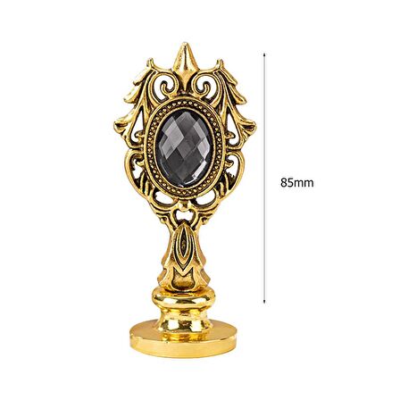 Kraliyet Füme Taşlı Döküm Metal Mum Mühürü Sapı Antik Gold 