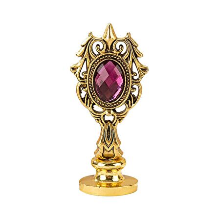 Kraliyet Bordo Taşlı Döküm Metal Mum Mühürü Sapı Antik Gold 