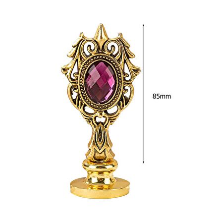 Kraliyet Bordo Taşlı Döküm Metal Mum Mühürü Sapı Antik Gold 