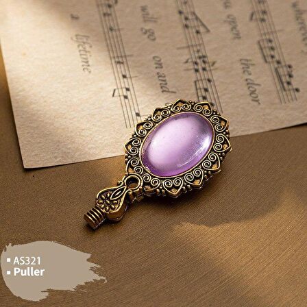 Kraliyet Lavanta Taşlı Döküm Metal Mum Mühürü Sapı Antik Gold 