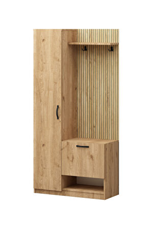 Lora Portmanto Tek Kapılı Vestiyer Ayakkabılık Meşe