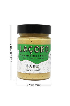 LAÇOKO 640 Gram Şekersiz, Katkısız, Glutensiz, Vegan, Doğal Sade Fındık Ezmesi (640 Gram)