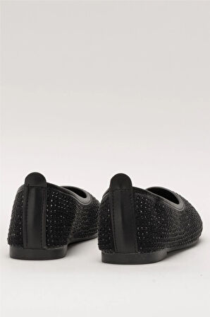 Kadın Taş Detay Şık Günlük Babet Ayakkabı SİYAH