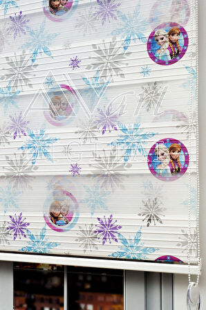 Elsa&Anna Frozen Baskılı Çocuk Odası Perdesi - Dijital Baskılı Zebra Stor Perde