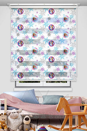 Elsa&Anna Frozen Baskılı Çocuk Odası Perdesi - Dijital Baskılı Zebra Stor Perde