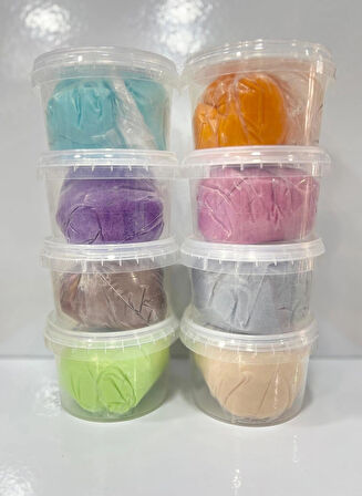 8'li Set Bebe Mavi̇-Turuncu-Mor-Li̇la-Kahve-Gri̇-Ten-Su Yeşi̇li̇-Turuncu Şeker Hamuru 200 Gr
